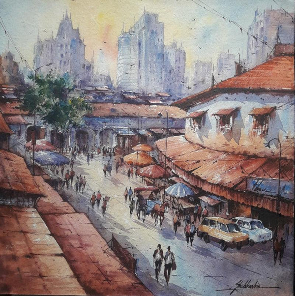 City Scape 1 Painting by Shubhashis Mandal | ArtZolo.com