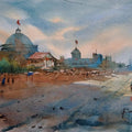 Cityscape watercolor painting titled 'Cityscape 1', 17x12 inches, by artist Prasanta Maiti on Paper
