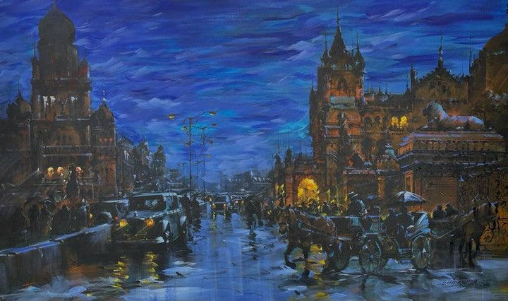 Cityscape 1 Painting by Sandeep Chhatraband | ArtZolo.com