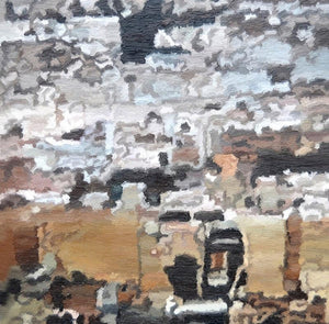 Cityscape oil painting titled 'Cityscape 1', 36x36 inches, by artist Ganesh Pokharkar on Canvas