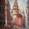 Cityscape watercolor painting titled 'Cityscape 10', 22x15 inches, by artist SHUBHASHIS MANDAL on Handmade Paper