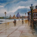 Cityscape watercolor painting titled 'Cityscape 2', 17x12 inches, by artist Prasanta Maiti on Paper