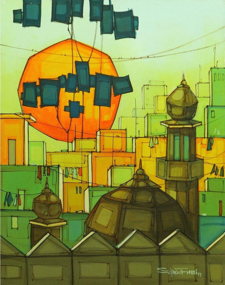 Cityscape 2 Painting by Salman Farooqi | ArtZolo.com