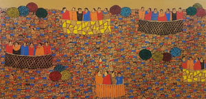 Cityscape acrylic painting titled 'Cityscape 20', 24x48 inches, by artist Rama Krishna V on Canvas