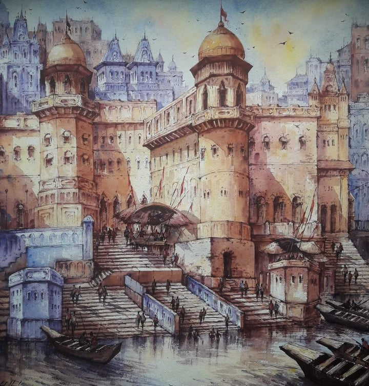 Cityscape 3 Painting by Shubhashis Mandal | ArtZolo.com