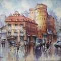 Cityscape watercolor painting titled 'Cityscape 8', 15x22 inches, by artist SHUBHASHIS MANDAL on Handmade Paper