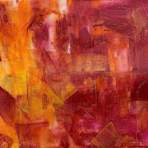 Cityscape acrylic painting titled 'Cityscape Abstract', 18x15 inches, by artist Amit Pithadia on Canvas