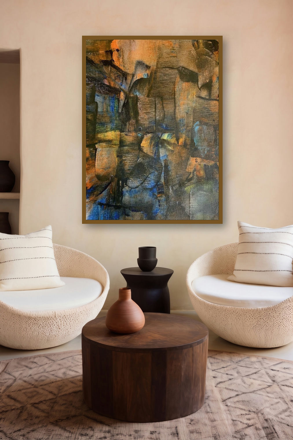 Cityscape Abstract (Cityscape at Dusk) by artist Amit Pithadia displayed in a Luxury gallery