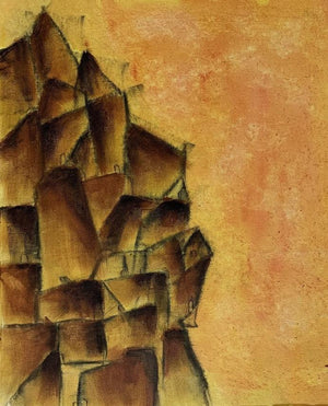 Cityscape acrylic painting titled 'Cityscape Abstract', 19x13 inches, by artist Amit Pithadia on Canvas
