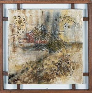 Cityscape (Intersections) by Veena Advani, Original Canvas Abstract Painting on Canvas, Small Square Wall Art