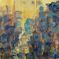 Cityscape acrylic painting titled 'Cityscape', 15x18 inches, by artist Amit Pithadia on Canvas