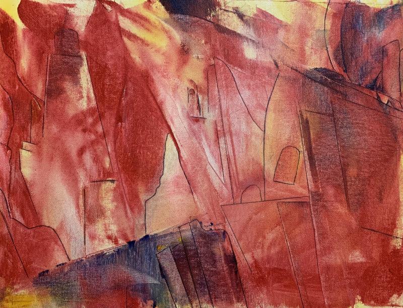 Cityscape acrylic painting titled 'Cityscape', 17x20 inches, by artist Amit Pithadia on Canvas