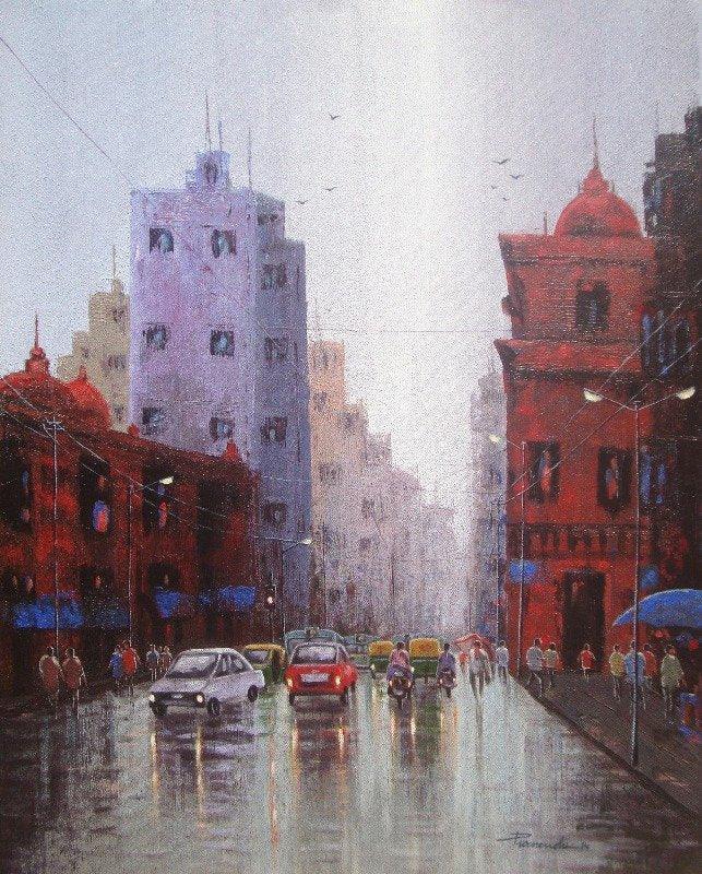 Cityscape Painting by Purnendu Mandal | ArtZolo.com