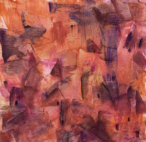 Cityscape (The Heart of the City) by Amit Pithadia, Original Acrylic Cityscape Painting on Canvas, Small Square Wall Art
