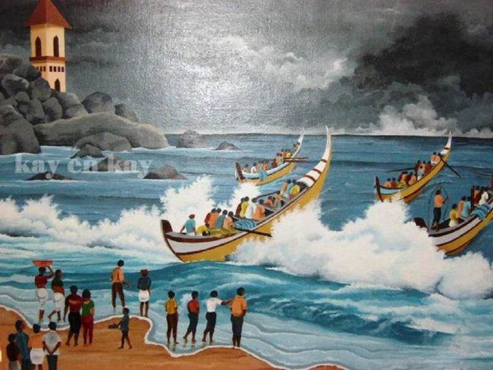 Cloudy Beach Painting by Narayanankutty Kasthuril | ArtZolo.com