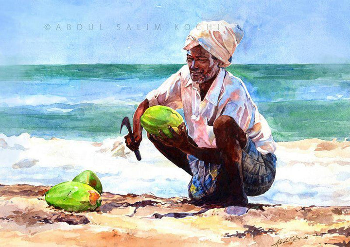 Coconut Seller Painting by Abdul Salim | ArtZolo.com
