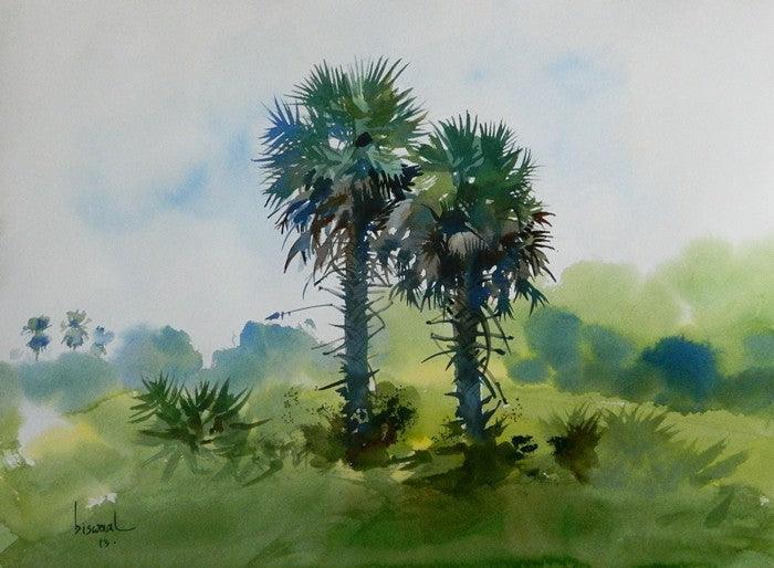Coconut Trees Painting by Bijay Biswaal | ArtZolo.com