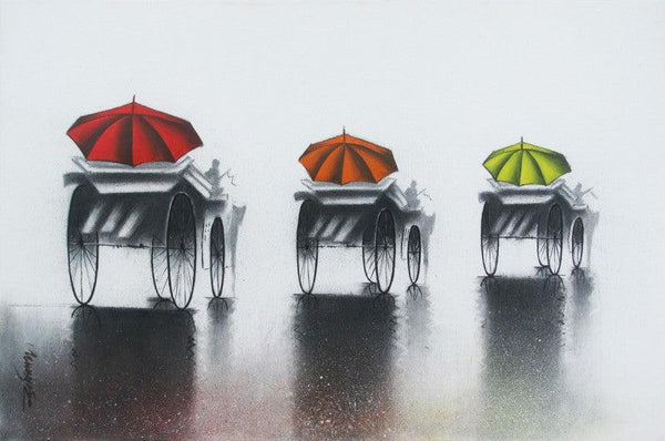 Colorful Monsoon Ride Painting by Somnath Bothe | ArtZolo.com