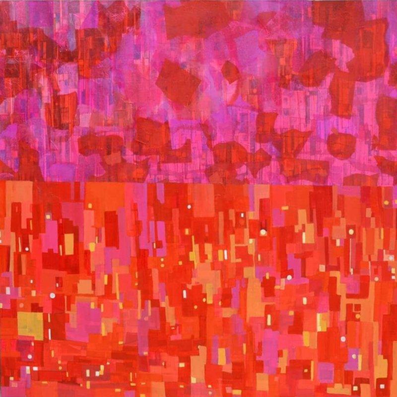 Abstract acrylic painting titled 'Colours Of Life 1', 60x60 inches, by artist Shivani  Garg on Canvas