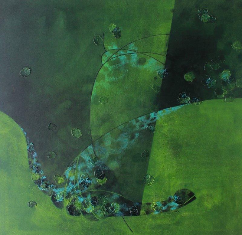 Abstract acrylic painting titled 'Colours of life 2', 36x36 inches, by artist Asif Shaikh on Canvas