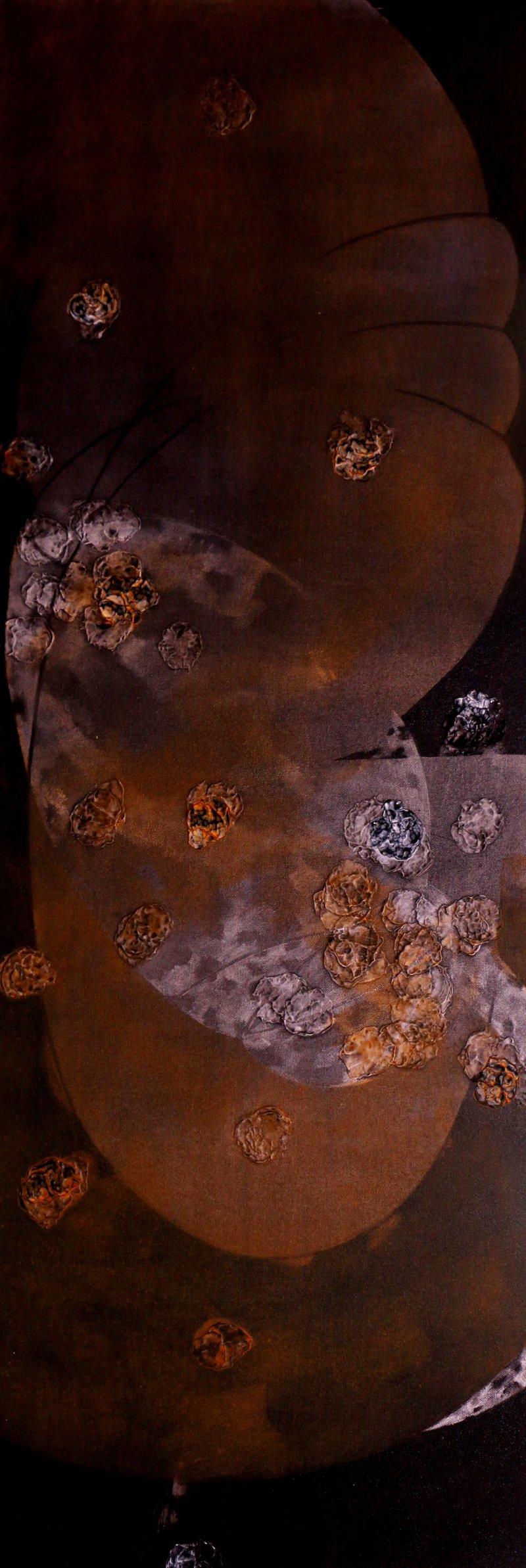 Abstract acrylic painting titled 'Colours of life', 48x18 inches, by artist Asif Shaikh on Canvas