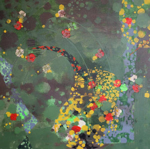 Abstract acrylic painting titled 'Colours of life', 36x36 inches, by artist Asif Sharief Shaikh on canvas