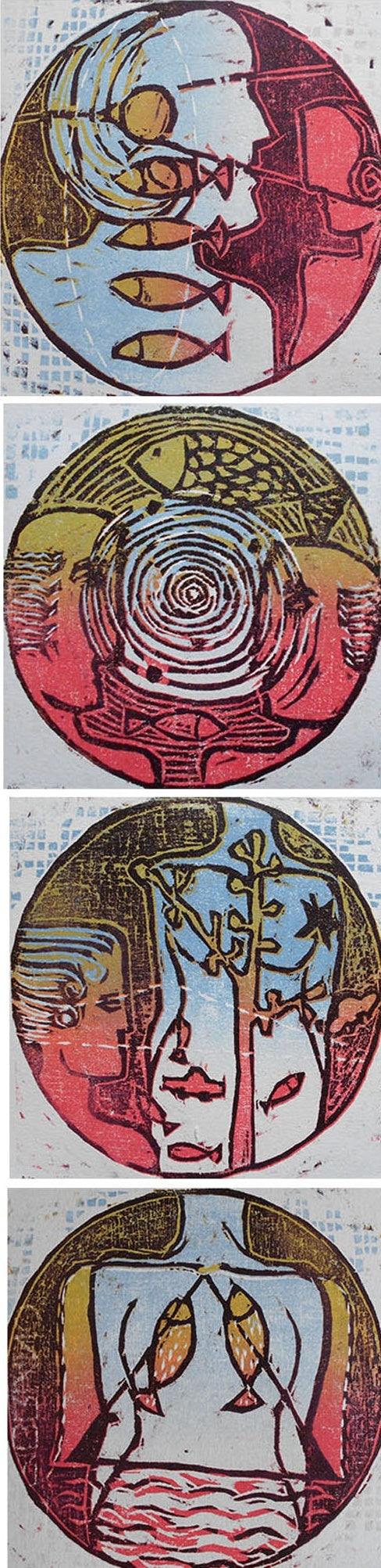 contemporary printmaking titled 'Communication 2', 24x6 inches, by artist Priya Bambal on Paper