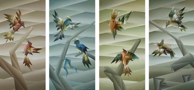 Animals acrylic painting titled 'Composition 4', 24x24 inches, by artist Nirakar Chowdhury on Canvas