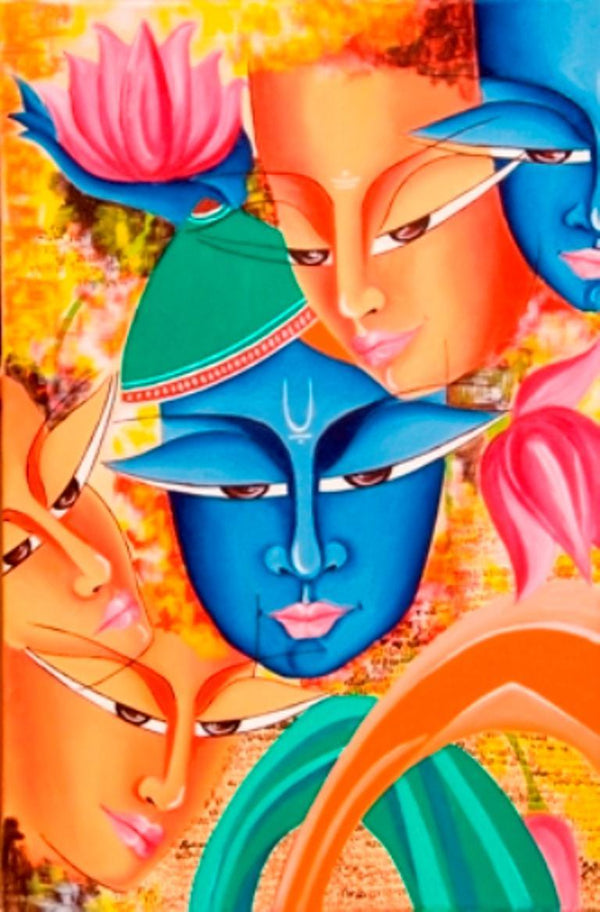 Composition On Sree Krishna Painting by Deepali Mundra | ArtZolo.com
