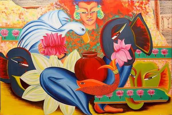 Composition On Mahalakshmi Painting by Deepali Mundra | ArtZolo.com