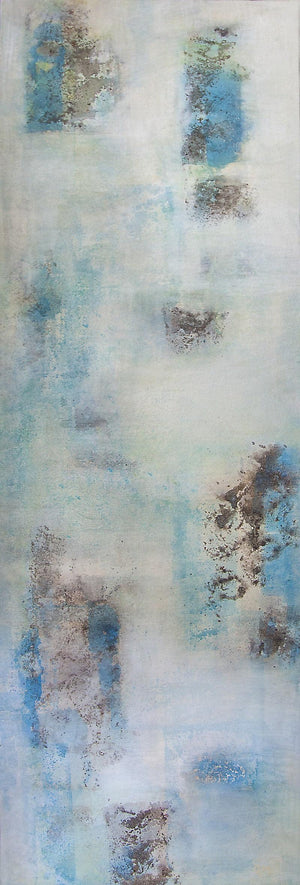 Abstract acrylic painting titled 'Conceptual Dreams', 36x12 inches, by artist Goutam Mukherjee on Canvas