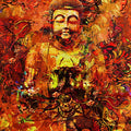 Religious mixed media painting titled 'Contemplation', 45x32 inches, by artist Anil Kumar on Canvas