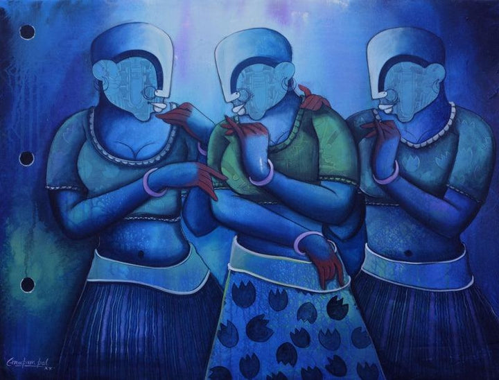 Conversation 31 Painting by Anupam Pal | ArtZolo.com