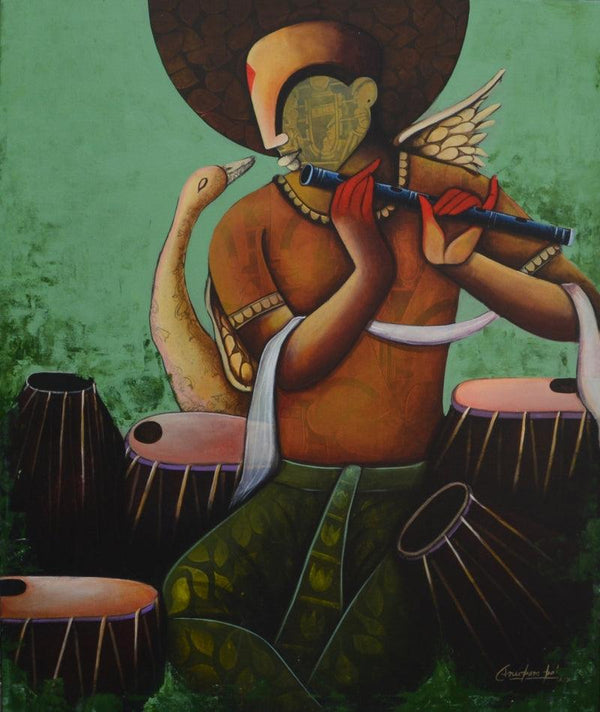 Conversation 50 Painting by Anupam Pal | ArtZolo.com