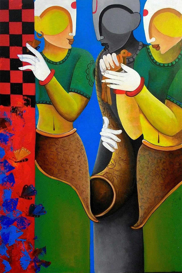 Conversation11 Painting by Anupam Pal | ArtZolo.com