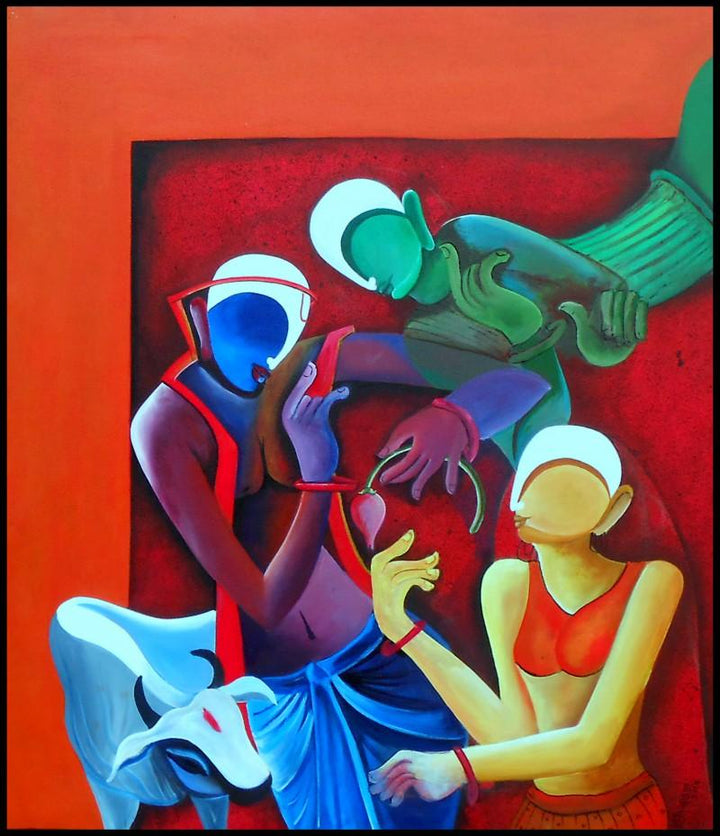 Conversation2 By Anupam Pal Painting by Anupam Pal | ArtZolo.com