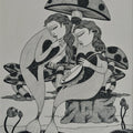 Figurative ink drawing titled 'Couple 1', 16x11 inches, by artist Chandrashekhar Kumavat on Paper