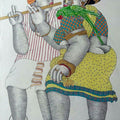 Figurative acrylic painting titled 'Couple 1', 30x22 inches, by artist Bhawandla Narahari on Paper