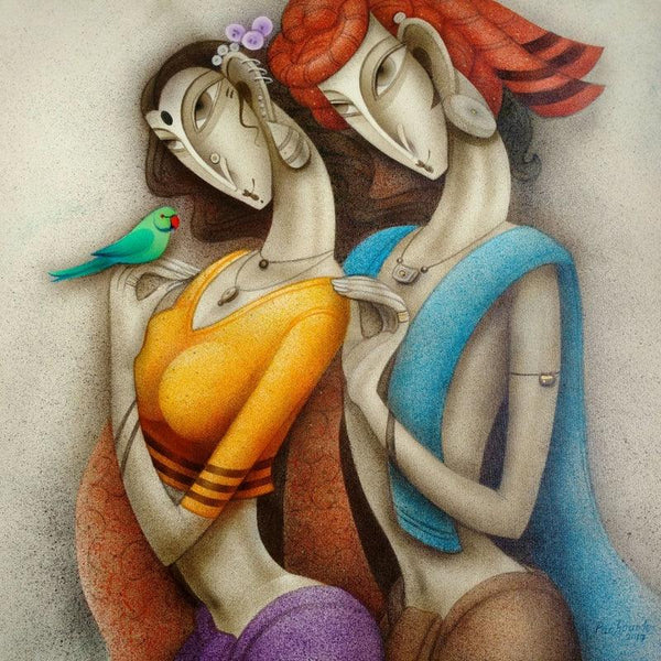 Couple 1 Painting by Ramesh Pachpande | ArtZolo.com