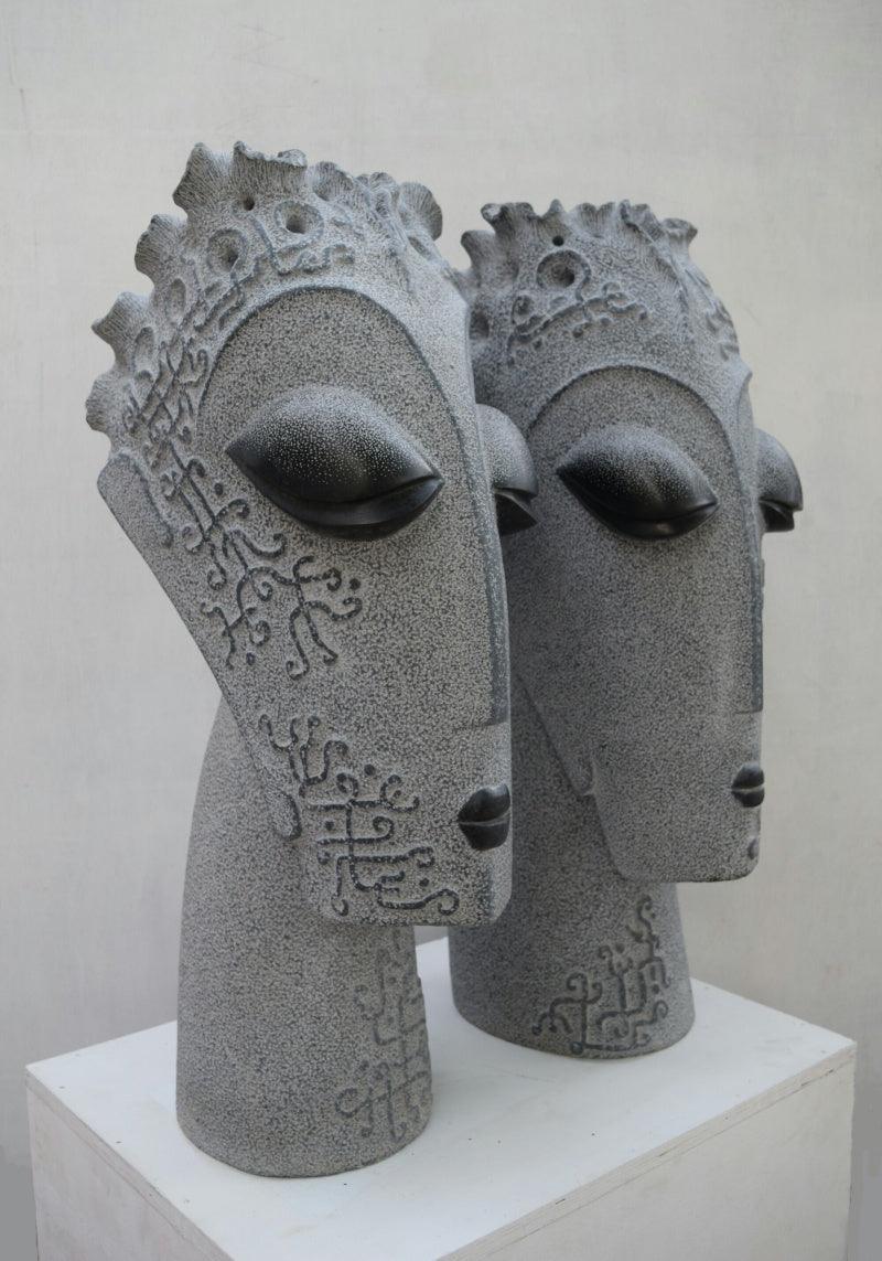Figurative sculpture titled 'Couple 2', 30x20x13 inches, by artist Pankaj Gahlot on Black Marble
