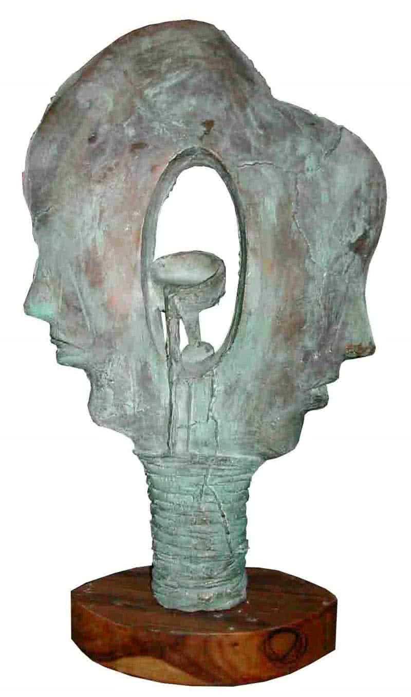 Figurative sculpture titled 'Couple 2', 24x10x3 inches, by artist Sunil Chejara on Bronze