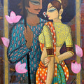 Figurative acrylic painting titled 'Couple', 24x30 inches, by artist Varsha Kharatamal on Canvas