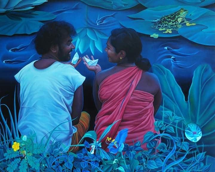 Couple Painting by K G Babu | ArtZolo.com