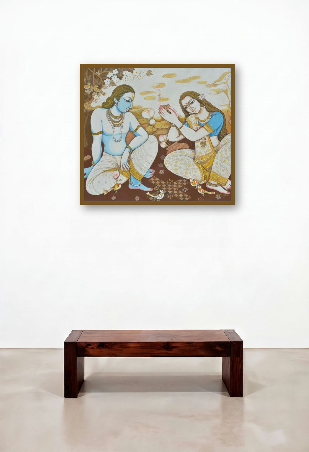 Couple (The Game of Love) by artist Manisha Srivastava displayed in a Rustic Foyer