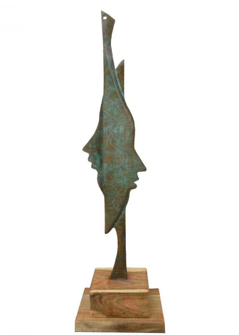 Figurative sculpture titled 'Couple', 27x7x3 inches, by artist Sunil Chejara on Bronze