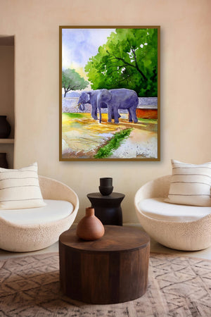 Couple (Pachyderm Paradise) by artist Rahul Salve displayed in a Contemporary gallery