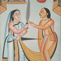 Figurative kalighat traditional art titled 'Couple', 20x14 inches, by artist Anwar Chitrakar on Paper