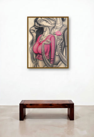 Couple In Love (Symbol of Love) by artist Ramesh Pachpande displayed in a Modern Hallway