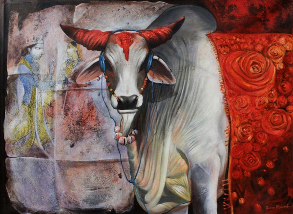 Cow 5 Painting by Jiban Biswas | ArtZolo.com
