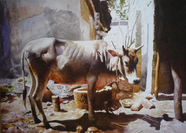 Cow Painting by Raghunath Sahoo | ArtZolo.com